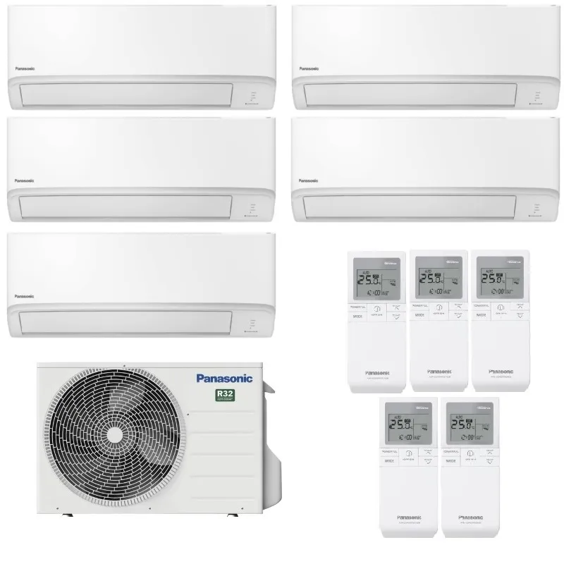 Мульти сплит система на 5 комнаты, Panasonic CU-5E34PBD / CS-TZ25WKEW - 5 шт.